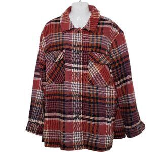 Northern Reflections Plaid Shacket Shirt Jacket Coat Button Up Pockets Size XL